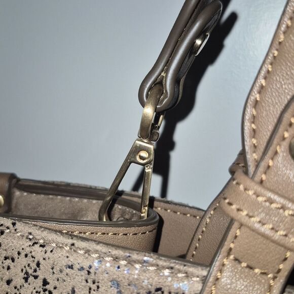 Sondra Roberts Squared Animal Print Taupe Crossbody Tote Bag - Picture 11 of 11